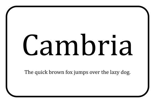 Cambria Font Example