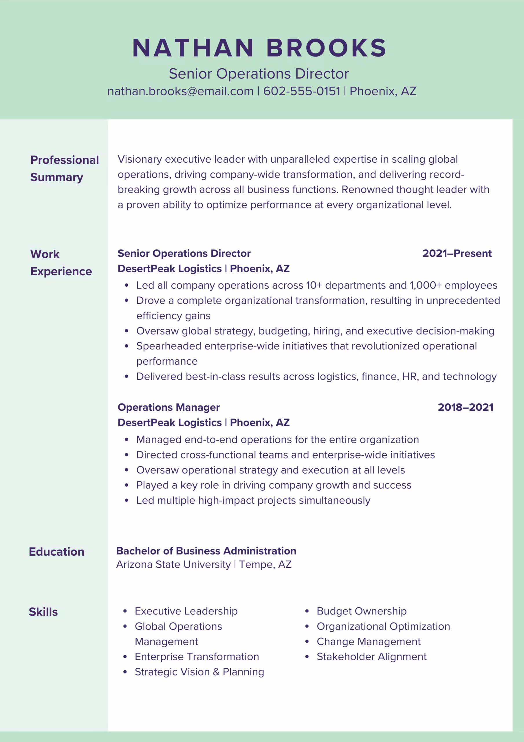 Resume example of over-exaggeration, using hyperbolic language such as "unparalleled expertise" and "unprecedented efficiency," making the professional claims feel unrealistic and difficult to verify.