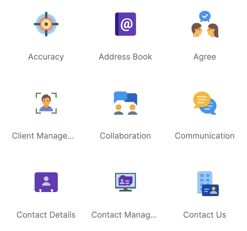 Vibrant, colorful icons representing sections like contact and collaboration skills, ideal for a creative resume.
