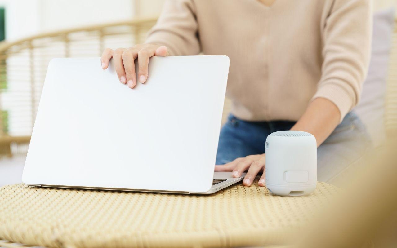 Furloughed Employee Closing Laptop