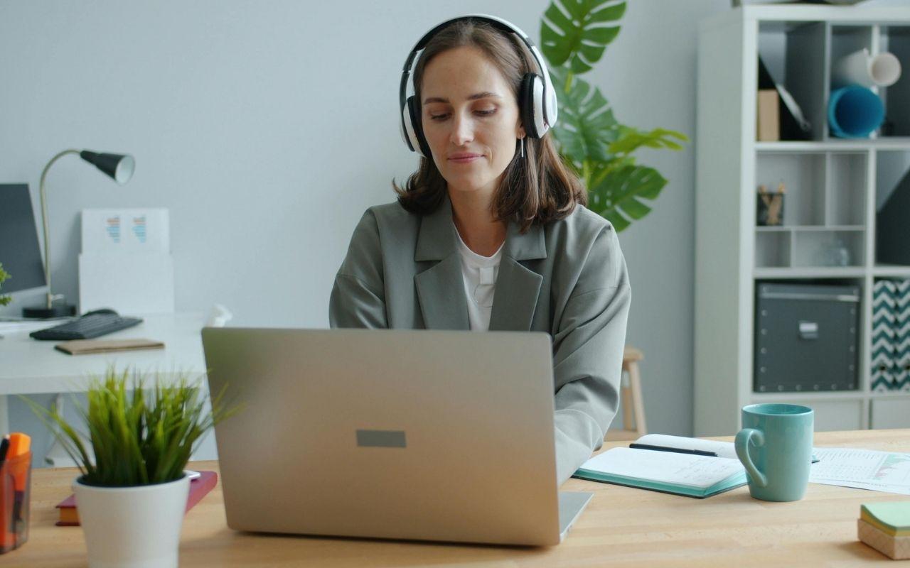 Job Applicant Using Laptop Recorded Interview