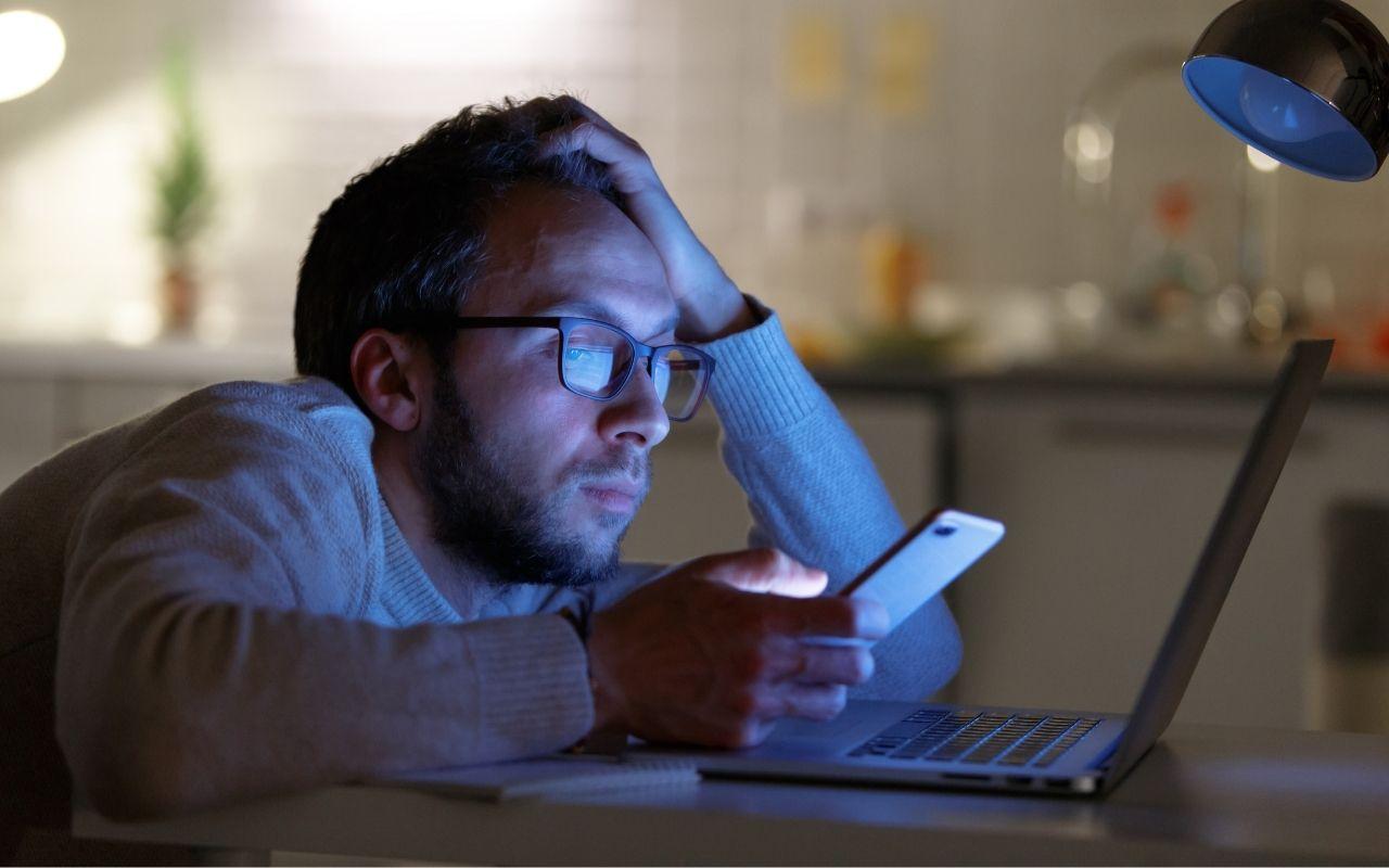 Employee Home Working At Night Work Life Balance Disconnect